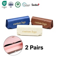 Étui à lunettes portable Bestclean OEM Factory, capacité 2 paires, avec fermeture à bouton-pression, couleur et logo personnalisés, support d'échantillons