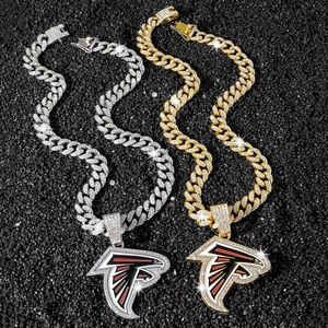 Mặt dây chuyền Atlanta Falcons, kiểu dáng hình học, đính kim cương, dây chuyền vàng kiểu Cuban, thời trang Punk Hip-hop, chất liệu hợp kim, dành cho các bữa tiệc - Product Image 5
