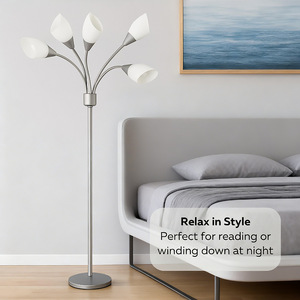 Lampadaire Medusa à 5 têtes LED en métal, hauteur réglable, design moderne, éclairage pour salon, chambre à coucher, bureau - Product Image 2