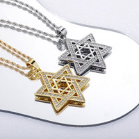 YYN Pendentif Étoile de David en Diamant Unisexe, Style Hip Hop, pour le marché transfrontalier Europe, Amérique, Moyen-Orient, avec Cordon en Cuivre et Étoile à Six Branches