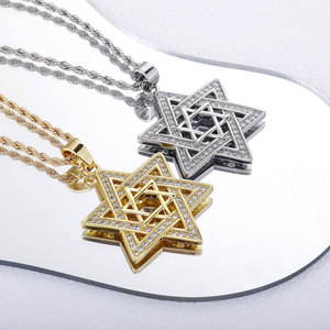YYN Para Moda Europa América Medio <span class=keywords><strong>Oriente</strong></span> Hip Hop Colgante Estrella de David con Diamantes Transfronterizo Unisex Estrella de Seis Puntas Cobre con Cuerda - Product Image 1