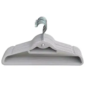 Günstige Kleiderbügel aus Kunststoff mit Samtbeschichtung und Rutschfunktion für Kleiderschränke - Product Image 1