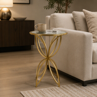 Table basse moderne, vente directe d'usine, accent décoratif pour la maison, 41,28*41,28*61,6 CM, plateau en verre, table en métal pour la décoration du salon