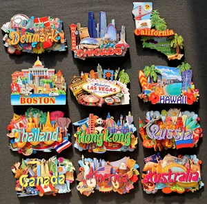 Factory Custom Souvenir fridge Denmark Chicago Boston las vegas hawaii Russia America wooden Fridge Magnet for Countries