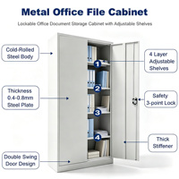 Armoire de bureau en acier avec 2 portes et étagères réglables, armoire de bureau en acier pour le stockage de documents au bureau ou en usine
