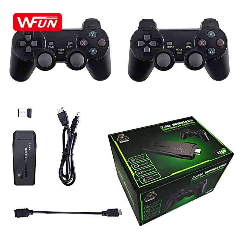 WFUN Konsol Game M8 Terbaru, Konsol Game Retro 32G 64G Nirkabel Klasik TV Dongle 4K HDMI Kompatibel M8 Tongkat Permainan Lite untuk PS1/SFC/FC