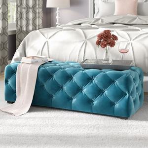 Winforce Fábrica Barato Terciopelo moderno Tuffted Tapicería Moderno Chesterfield Muebles para el hogar Taburete <span class=keywords><strong>Banco</strong></span> Cama - Product Image 1