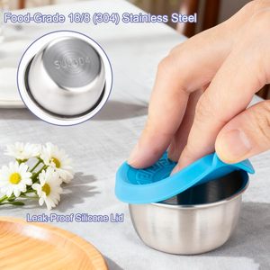 Recipientes para condimentos de acero inoxidable de 1.6 onzas con tapas con clip, apilables para uso en la cocina y en viajes - Product Image 3