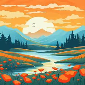 Peinture par numéros Coucher de soleil sur la rivière, Kits de peinture DIY pour adultes, Peinture par numéros personnalisée - Product Image 1