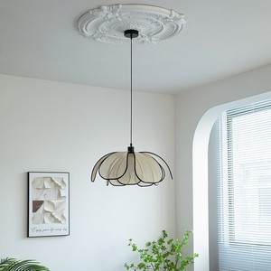 Cream Colored Petal Pendant <b>Light</b> E27 Led Single Head Round <b>Chandelier</b> For Home Dining Living Bedroom Study Nordic Minimalist - Product Image 3