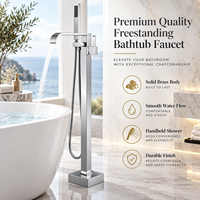 Robinet de baignoire sur pied monocommande avec douchette pluie douce pour salle de bain