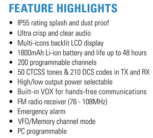 Прочный двухсторонний радиоприемник, CP-485 рация, 200 программируемых каналов, длительный срок службы батареи, защита от пыли/брызг - Product Image 4