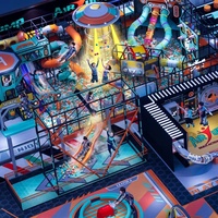 Équipement de parc d'aventure intérieur personnalisé, thème spatial cyberpunk, toboggans suspendus UFO, piscine à balles, AIR JUMP |   FEC commercial