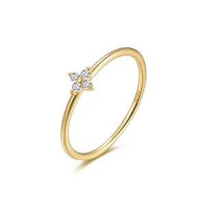 Anelli minimalisti in 925 in argento Sterling con anelli di gioielli impilati da donna in oro 18k Cz anelli di nozze alla moda con diamanti zirconi