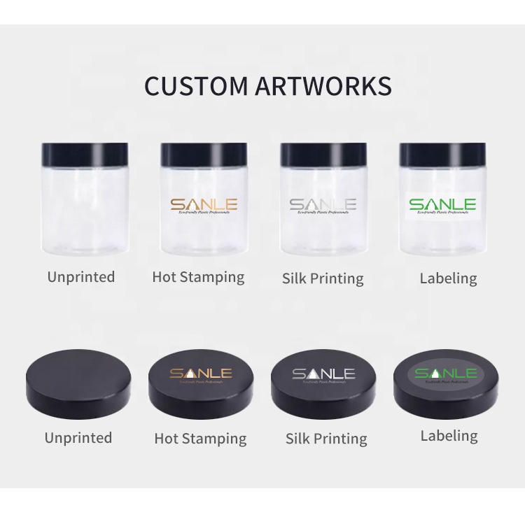 Custom Food Grade Empty Cosmetic Body Scrub Facial Cream Container Pet Clear 30ml 100ml 4oz 8oz 500ml Plastic Jar with Lid