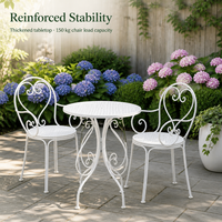 Ensemble de table et chaises d'extérieur trois pièces en métal pour balcon, idéal pour patio, jardin et salon de thé