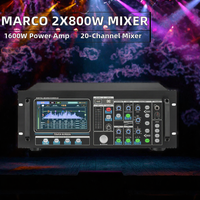 Console de mixage numérique 20 canaux, contrôleur DJ, amplificateur de puissance 2 x 800W, suppresseur de feedback intégré, égaliseur 5 bandes, écran tactile