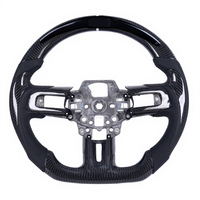 Volant en fibre de carbone LED pour Mustang 2015-2023 avec poignée en daim |   Mise à niveau personnalisée BOSPEED