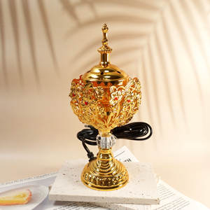 Di alta qualità stile Dubai bruciatore di incenso elettrico in <span class=keywords><strong>oro</strong></span> stile arabo in metallo Bakhoor bruciatore di incenso - Product Image 2