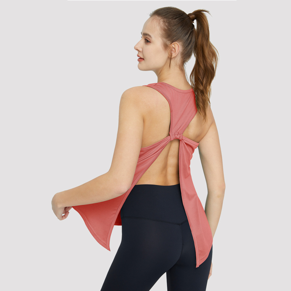 Aoyema Sleeveless Workout Tops Open Back Yoga Singlet Tops Ladies Quick Dry Running Vest Yoga Women's Tank Top