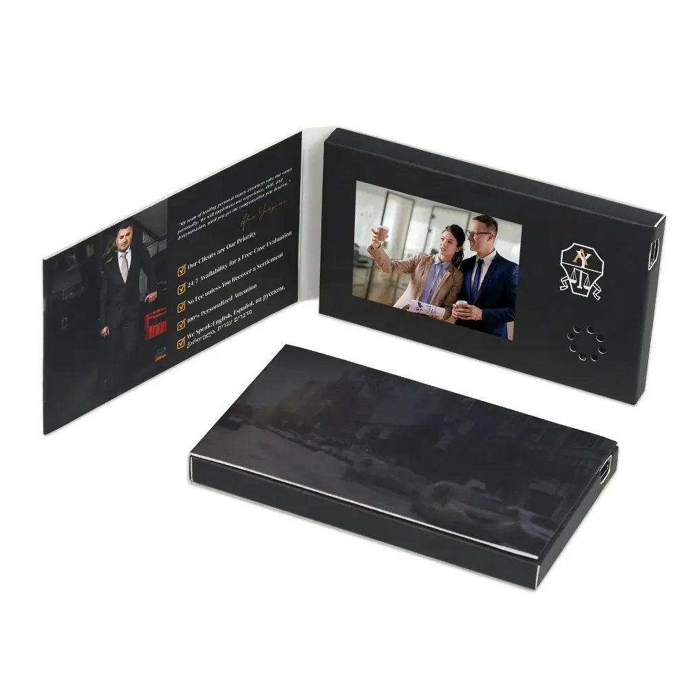 Carte-cadeau avec écran LCD noir de 2.4 pouces, impression personnalisée, petite carte de visite vidéo numérique