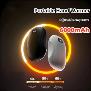 Chauffe-mains électrique 6000mAh, grande capacité, portable, sûr et durable, petit chauffe-mains, fournitures de chauffage pour l'hiver - Product Image 2