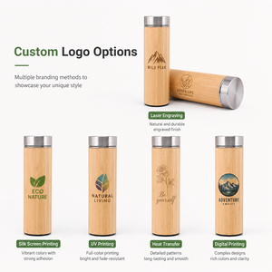 Premium Natural <b>Bamboo</b> 500ml Vacuum Flask 304 Stainless Steel Double Wall Insulated Water Bottle with Custom Logo for Bulk Gift - Product Image 5