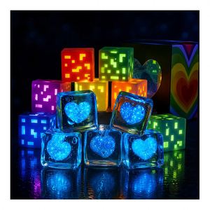 Factory Glowing <b>Light</b> up Heart <b>Cube</b> Squeeze Ball Soft Squishy Fidget Sensory Anti Stress Gift Kids Wholesale Pack - Product Image 1