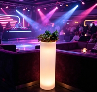Pot de fleurs cylindrique vertical lumineux IP65 avec seau éclairé par LED pour hôtels, restaurants, fêtes, jardins