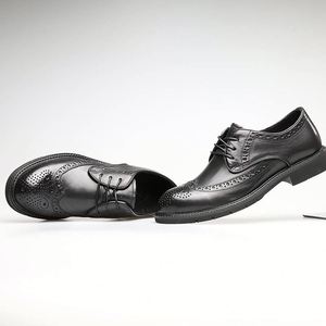 New Men's Genuine Leather Closed <b>Toe</b> Oxford Shoes Business Formal Wear No <b>Heel</b> Breathable Denim Color Autumn Season - Product Image 3