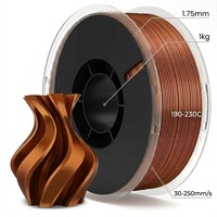 Filament d'imprimante 3D en PLA soyeux 1,75 mm, finition métallique brillante, haute résistance, tolérance +/- 0,02 mm, impression à 240°C/200°C