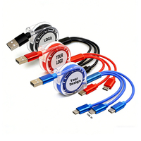 Großhandel Individuelles Logo Einziehbares 3-in-1-Ladegerät Flaches USB-Kabel Handy-Ladegerät für Werbegeschenke