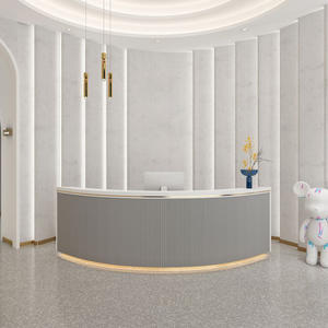 Mostrador frontal minimalista con logotipo personalizado, mostrador de recepción <span class=keywords><strong>tribesigns</strong></span> extra grande con mostrador para salón de belleza - Product Image 6