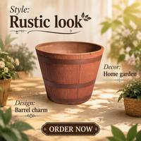 Jardinières en plastique demi-baril, pots de fleurs artificielles, pots de plantes rustiques en plastique, pots de bonsa écologiques, pots de jardinage du fabricant