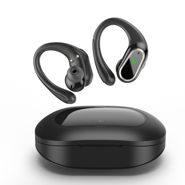 Wireless for 5.3 Earhook Earbuds 500mAh Wireless Charging Case Digital Display IPX4 Waterproof Touch Control Low Latency