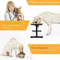 Skynuo Fabricant d'origine – Gamelle double surélevée et portable pour chiens et chats, réglable en hauteur (3 niveaux), en acier inoxydable et bambou, étanche