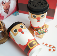 2026 nouvel an joyeux noël double paroi café vin et whisky gobelets en papier jetables avec couvercle Logo personnalisé de qualité alimentaire
