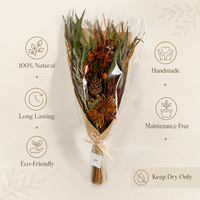Bouquet de fleurs séchées botaniques naturelles, copeaux de bois, cône de pin, rustique, écologique, fait main, longue durée, Noël, fête des mères