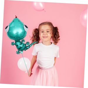 Large Cute Teal Gecko Foil <b>Balloon</b>, Metallic Reptile Mylar <b>Balloon</b> for Kids Jungle & Gecko Themed Birthday Party <b>Decor</b> - Product Image 4