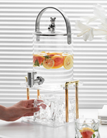 Livraison directe Bouilloire froide en verre baril de stockage d'eau ensemble grande capacité bouilloire froide domestique thé aux fruits whisky baril de boisson