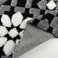 Tissu Jacquard Sherpa à Motif Floral à Carreaux Noirs et Blancs, Teint en Fil, de la Marque Velvet Factory, pour Tapis et Couvertures de Canapé