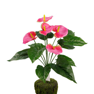 Bouquet d'Anthurium 15 mini fleurs artificielles rouges haute simulation pour décoration intérieure en plastique - Product Image 5