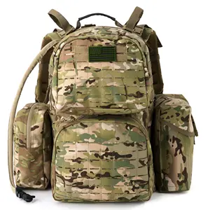 AKmax MOLLE 2 Pack Tactical Assault Backpack Multicam Medium Rucksack with Medical IFAK Bag and Hydration Pack