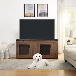 Produk kayu rumah anjing mebel hewan peliharaan pembatas furnitur dalam ruangan gaya anjing peti anjing rumah anjing tidur