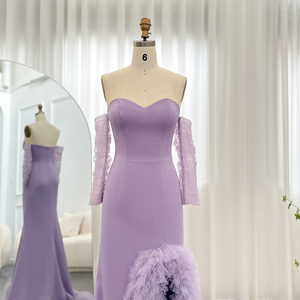 Saudi arabia ruffles Nàng Tiên Cá Dubai Lilac Evening Dresses cho phụ nữ tiệc cưới 2024 thanh lịch dài chính thức Gown SCZ156-1 - Product Image 5