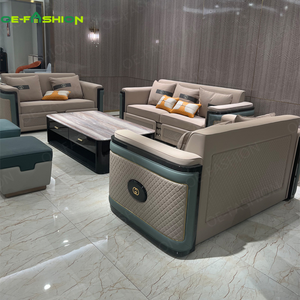 Lujoso sofá moderno de estilo italiano con sillón reclinable-Comodidad de cuero beige para villas y discotecas, de estilo moderno, de lujo, de estilo beis, para el 2017 - Product Image 1