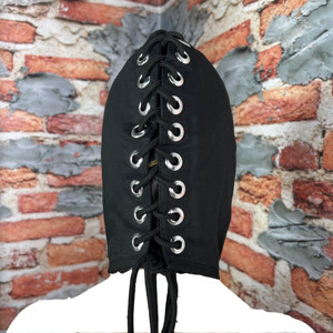 Capucha <span class=keywords><strong>de</strong></span> privación sensorial <span class=keywords><strong>de</strong></span> lona negra HM para juegos <span class=keywords><strong>de</strong></span> fetiche BDSM. Aditamento para <span class=keywords><strong>una</strong></span> camilla <span class=keywords><strong>de</strong></span> sujeción Timeout con restricción <span class=keywords><strong>de</strong></span> cabeza - Product Image 3