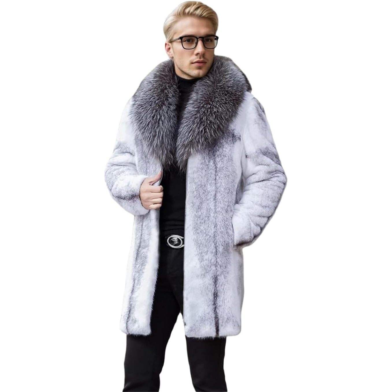 Luxury Fur Coat Men Stylish Warm Winter Overcoats