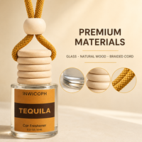 Diffuseur de parfum suspendu pour voiture, flacon en verre 8ml avec bouchon en bois, parfum Tequila longue durée rechargeable, logo personnalisé OEM ODM Vente en gros 2026