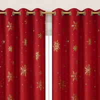 Rideau Occultant Noël Rouge Doré à Motif Flocon de Neige, Rideaux Métalliques à Œillets et Passe-Tringle, Traitement de Fenêtre Personnalisé pour Salon
